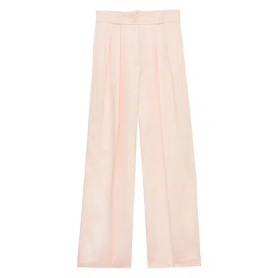 Ines De La Fressange Pantalon Marlène En Lin Mélangé Rose Pâle In Pink