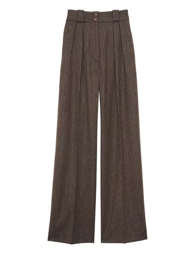 Ines De La Fressange Pantalon Marlène Marron À Rayures