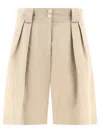Ines De La Fressange Pleated Cotton-linen Blend Shorts In Beige