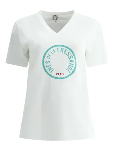 Ines De La Fressange Paris Pia Logo-print V-neck T-shirt In White