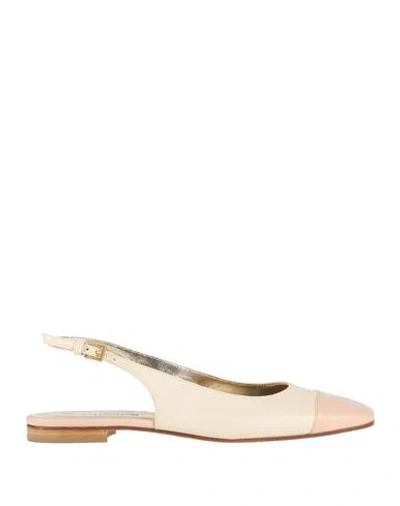 Ines De La Fressange Paris Woman Ballet Flats Beige Size 6.5 Leather In Neutral
