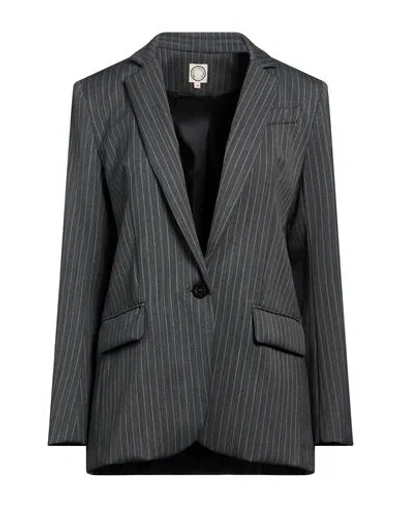 Ines De La Fressange Paris Woman Blazer Grey Size 4 Polyester, Virgin Wool, Elastane In Gray