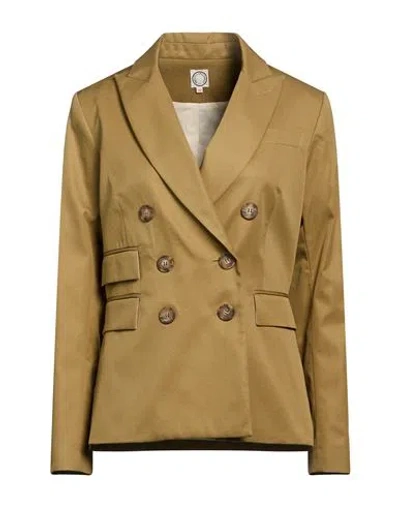 Ines De La Fressange Paris Woman Blazer Military Green Size 4 Cotton In Brown