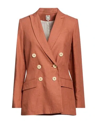 Ines De La Fressange Paris Woman Blazer Tan Size 2 Linen In Brown