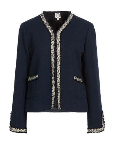 Ines De La Fressange Paris Woman Jacket Midnight Blue Size 6 Cotton In Black