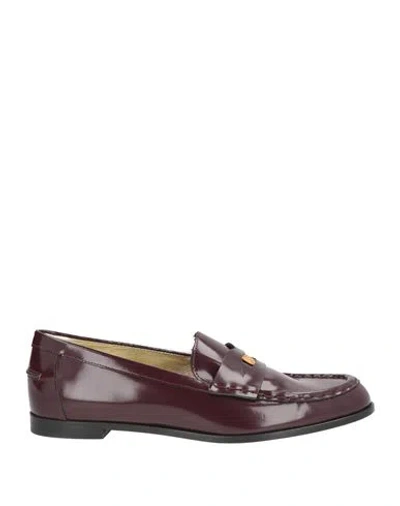Ines De La Fressange Paris Woman Loafers Burgundy Size 9 Leather In Red