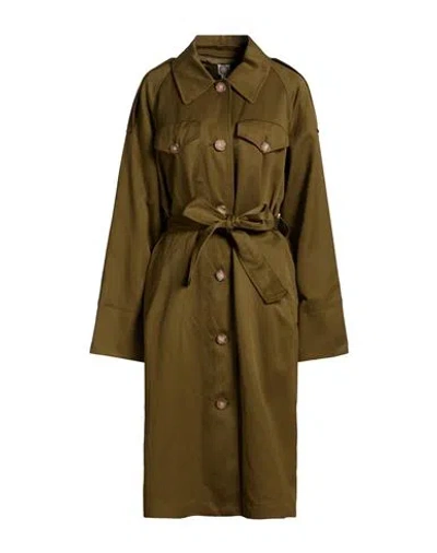 Ines De La Fressange Paris Woman Overcoat & Trench Coat Military Green Size 2 Cotton, Linen