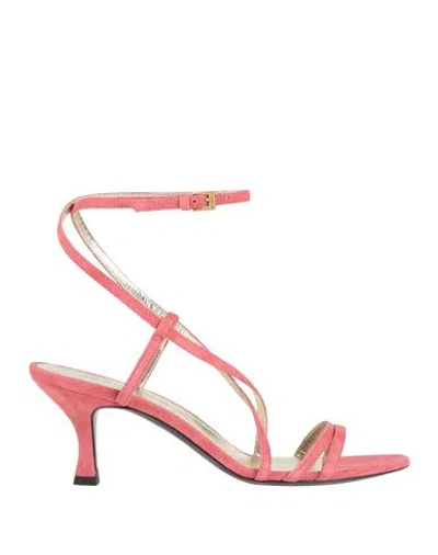 Ines De La Fressange Paris Woman Sandals Coral Size 6 Leather In Pink