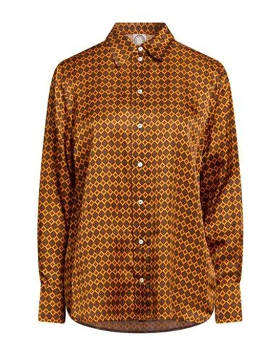 Ines De La Fressange Paris Woman Shirt Orange Size 2 Viscose, Silk In Brown