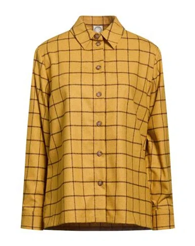 Ines De La Fressange Paris Woman Shirt Yellow Size 2 Wool, Polyester, Polyamide In Brown