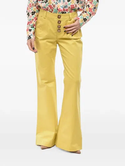 Ines De La Fressange Patch-pocket Bootcut Trousers In Yellow