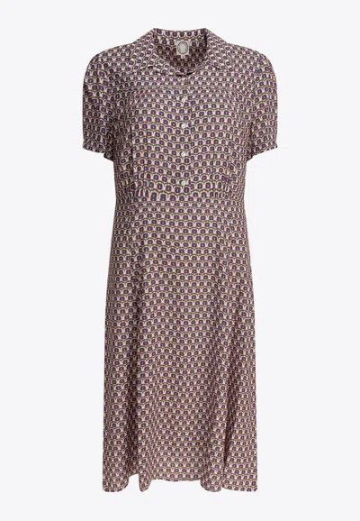 Ines De La Fressange Patterned Midi Dress In Red