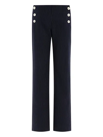INES DE LA FRESSANGE PINSTRIPE BUTTON-EMBELLISHED TROUSERS