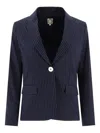 Ines De La Fressange Pinstripe-pattern Single-breasted Blazer In Blue