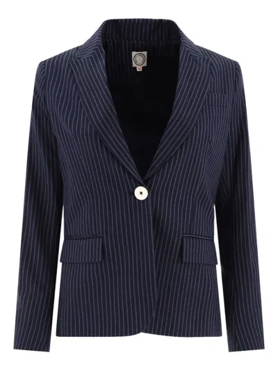 INES DE LA FRESSANGE PINSTRIPE-PATTERN SINGLE-BREASTED BLAZER