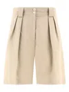 Ines De La Fressange Pleated Cotton-linen Blend Shorts In Neutral
