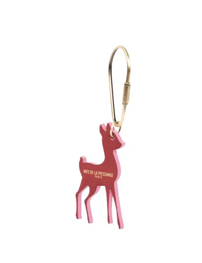 Ines De La Fressange Porte-clés Leon Cuir Rouge In Red