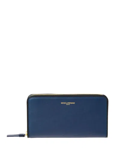 Ines De La Fressange Portefeuille Marcia Bleu Bordure Noir In Multi