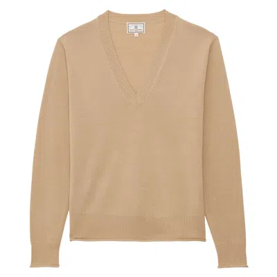 Ines De La Fressange Pull Morcant En Laine Mérinos In Neutral
