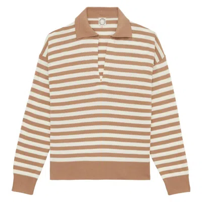 Ines De La Fressange Pull Teo En Coton Beige À Rayures