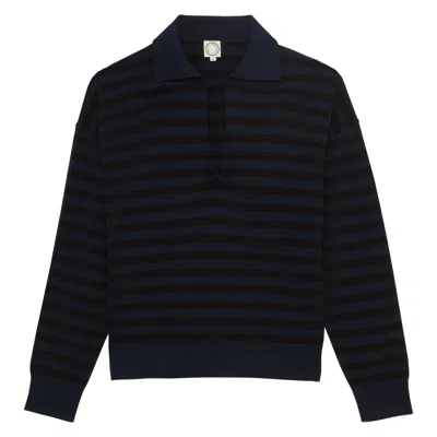 Ines De La Fressange Pull Teo En Coton Marine À Rayures