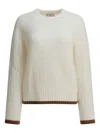 Ines De La Fressange Ribbed Contrast-trim Sweater In White