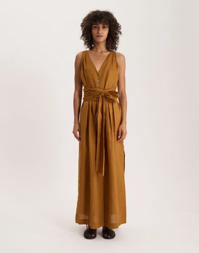 Ines De La Fressange Robe Ambre En Lin In Brown