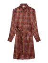 Ines De La Fressange Robe Amour Soie Imprimé Marron