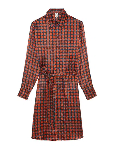 Ines De La Fressange Robe Amour Soie Imprimé Marron
