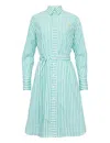 Ines De La Fressange Robe-chemise Amour Blanche Et Turquoise In Blue