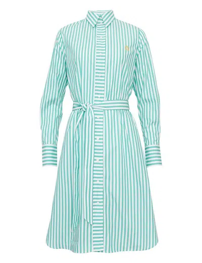 Ines De La Fressange Robe-chemise Amour Blanche Et Turquoise