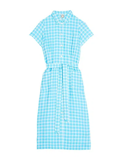 Ines De La Fressange Robe Chemise Ethel Turquoise Vichy