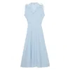 Ines De La Fressange Robe Cintrée Violine En Coton Bleu Clair