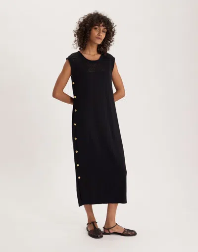 Ines De La Fressange Robe De Jour Iris En Lin Mélangé In Black