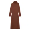 Ines De La Fressange Robe Divine À Col Roulé Marron, Liseré Fuchsia