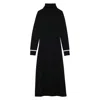Ines De La Fressange Robe Divine À Col Roulé Noire, Liseré Blanc