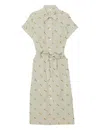Ines De La Fressange Robe Ethel Droite Imprimé Vert In Neutral