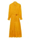 Ines De La Fressange Robe Léna Longue À Volant Bouton D'or In Yellow