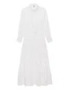 Ines De La Fressange Robe Léna Longue À Volants Blanc Et Tissu Brodé