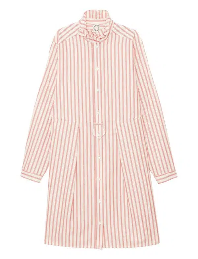 Ines De La Fressange Robe Monica En Lin Rayée Rouge Et Blanc In Multi