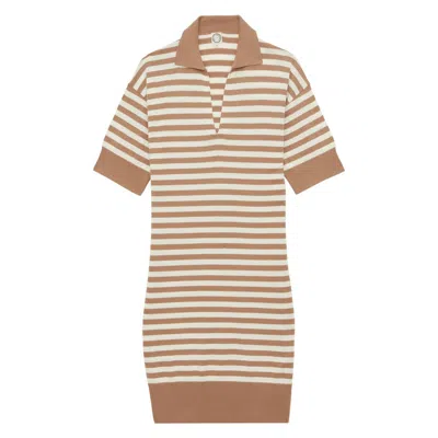 Ines De La Fressange Robe Océane En Coton Beige À Rayures