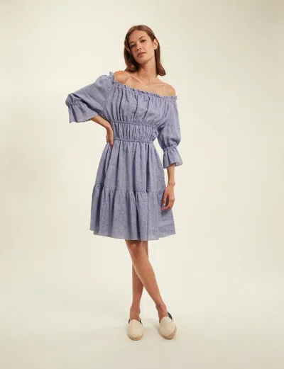 Ines De La Fressange Robe Palmina Bleue En Lin