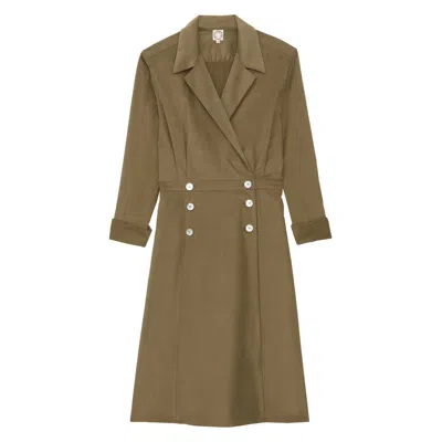 Ines De La Fressange Robe Portefeuille Namo En Coton In Brown