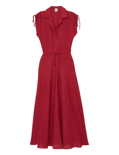 Ines De La Fressange Robe Violine En Lin Framboise