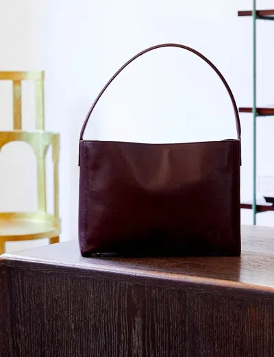 Ines De La Fressange Sac Cabas Cuir Léonore Grand Format Bordeaux In Burgundy