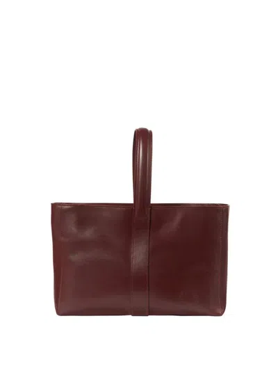 Ines De La Fressange Sac Cabas Cuir Léonore Petit Format Bordeaux