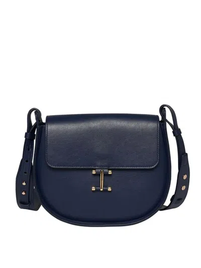 Ines De La Fressange Sac Senda Cuir Bleu Nuit