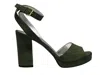 Ines De La Fressange Sandale Laura À Plateforme En Cuir Suédé Kaki In Green