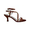 Ines De La Fressange Sandales À Talon, Brides Satin Tabac