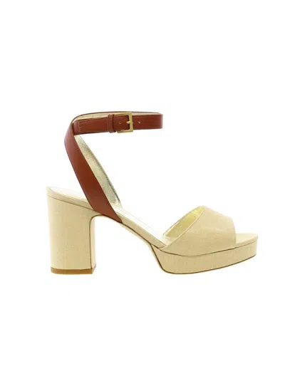 Ines De La Fressange Sandales À Talons Cuir Cognac